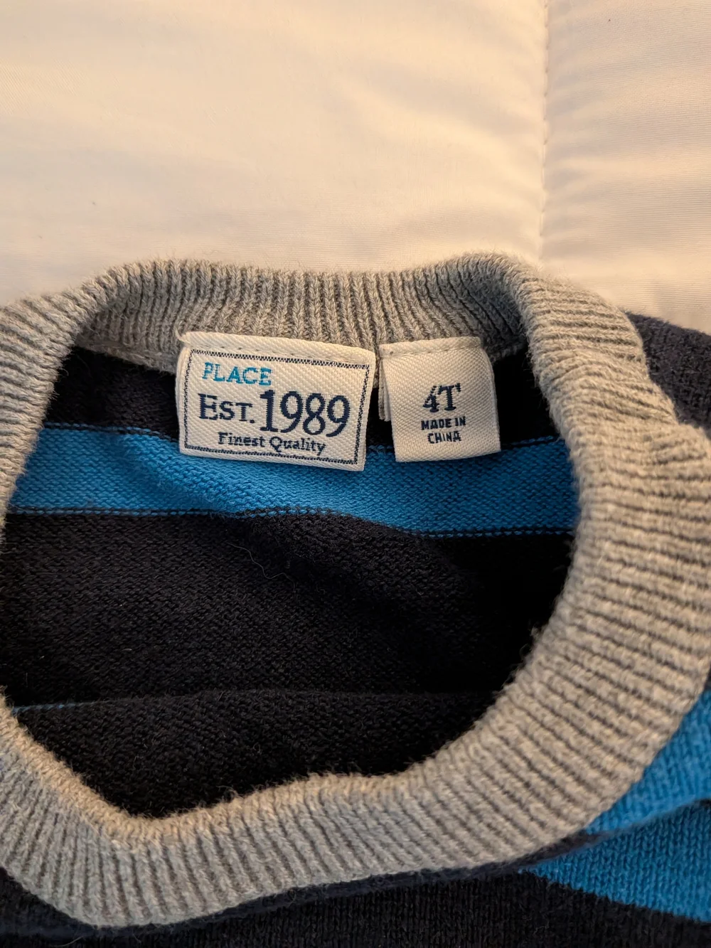 Children's Place Toddler's Navy and Light Blue Striped Crewneck Sweater 4T
